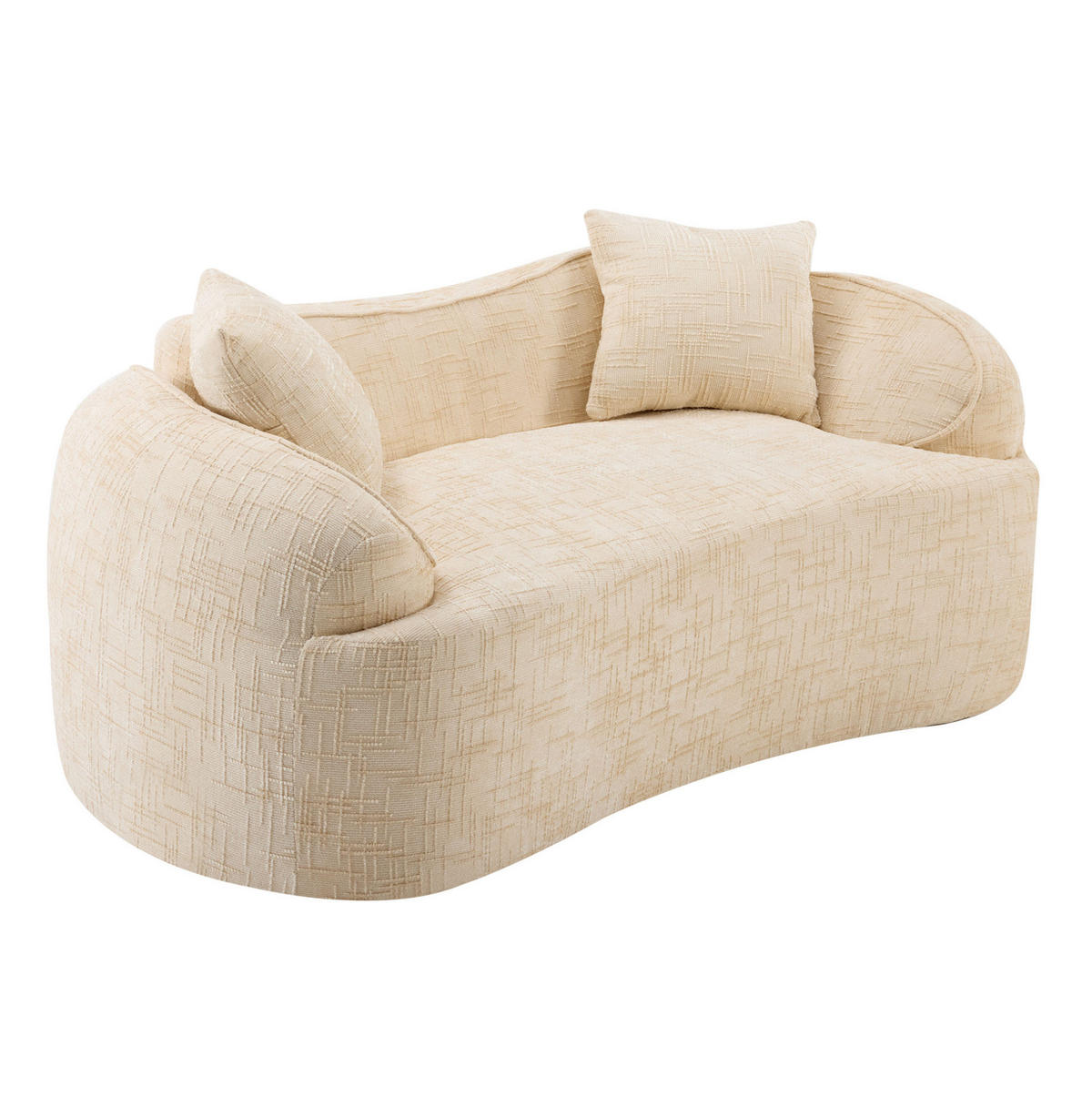 2-SITZER 170/87/65 cm beige aus Schaumstoff und Federkern mit 2 Kissen - Beige, Textil (87/65/170cm) - OKWISH