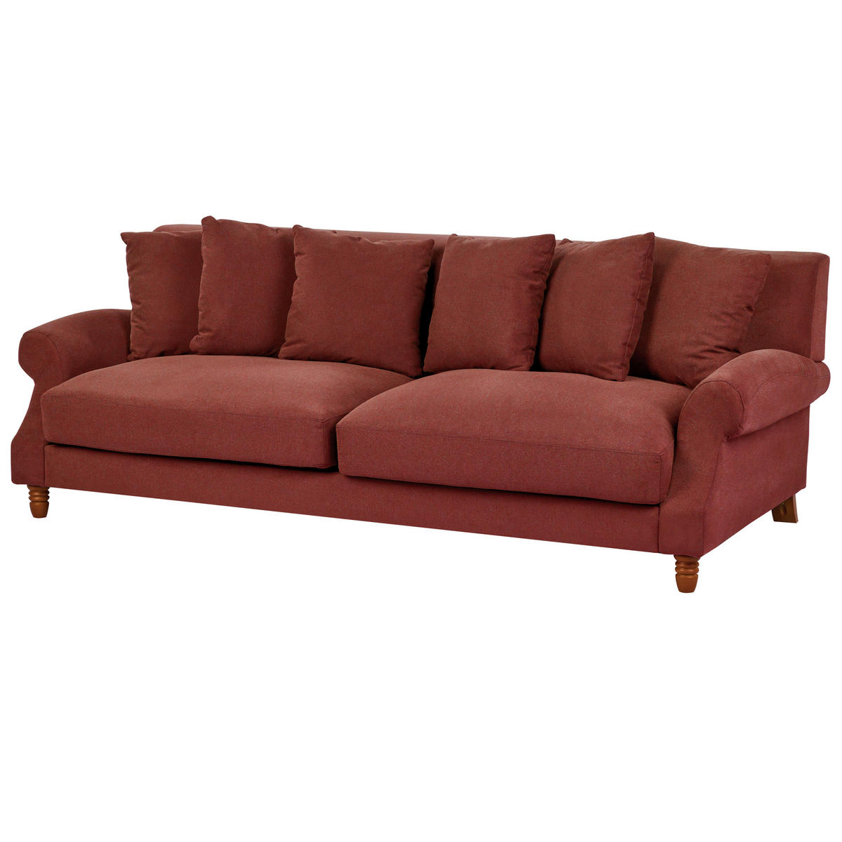 3-SITZER-SOFA rot Eike - Dunkelbraun/Rot, Textil (229/82/102cm) - Beliani