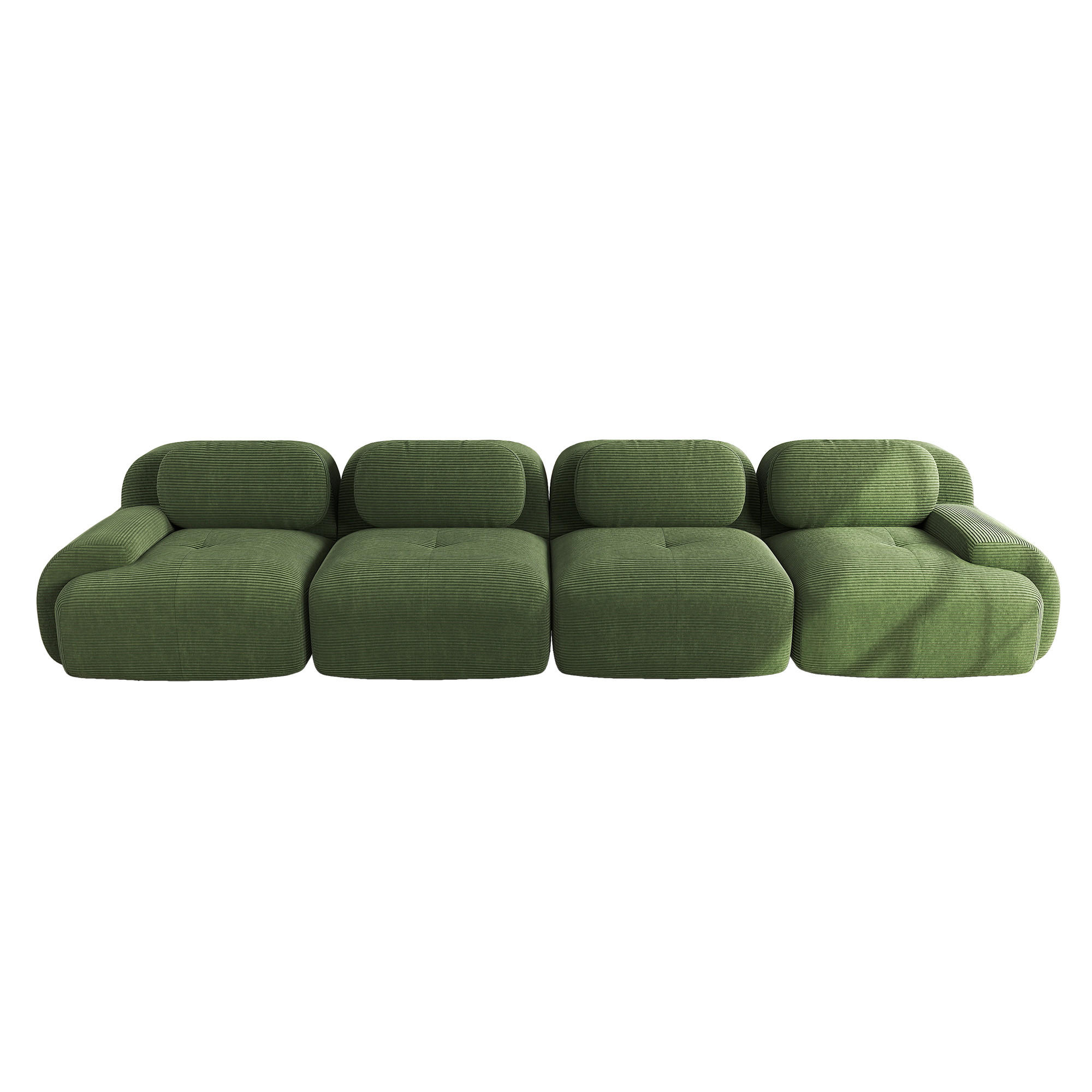KAVČ 4-sedežni 388/103/75 cm Zelen - zelena, tekstil (103/75/388cm)