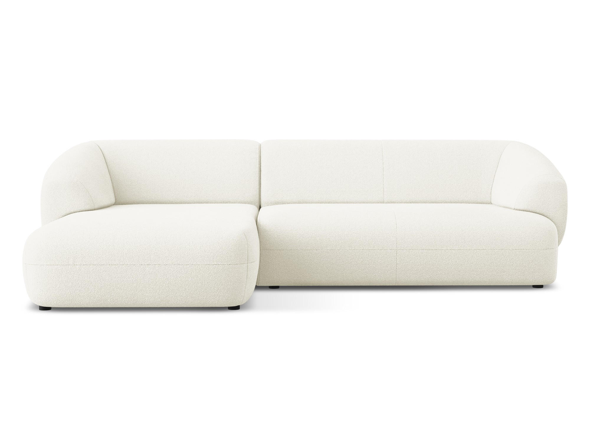 ECKSOFA Links Bouclé Stoff Weiß - Schwarz/Weiß, Kunststoff/Textil (156/280cm) - Makamii