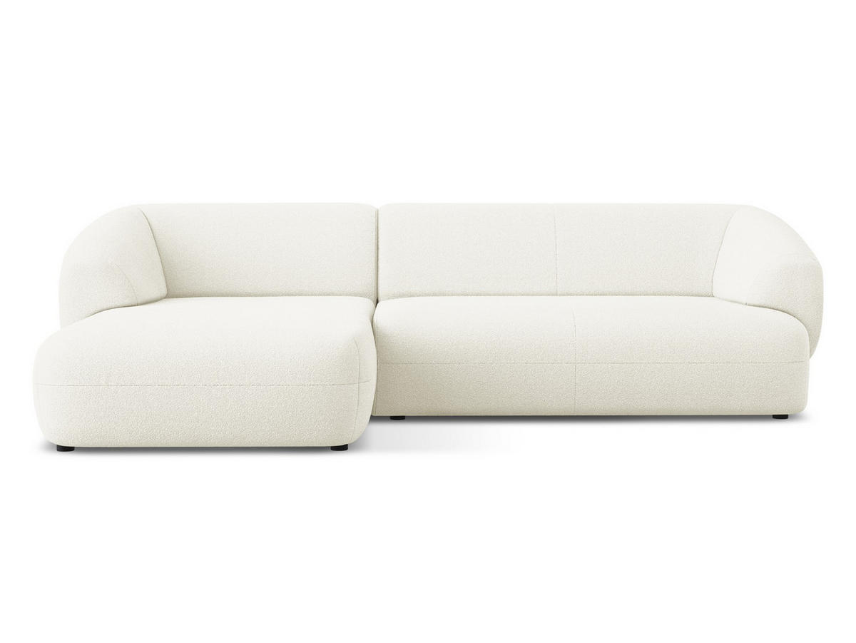 ECKSOFA Links Bouclé Stoff Weiß - Schwarz/Weiß, Kunststoff/Textil (156/280cm) - Makamii