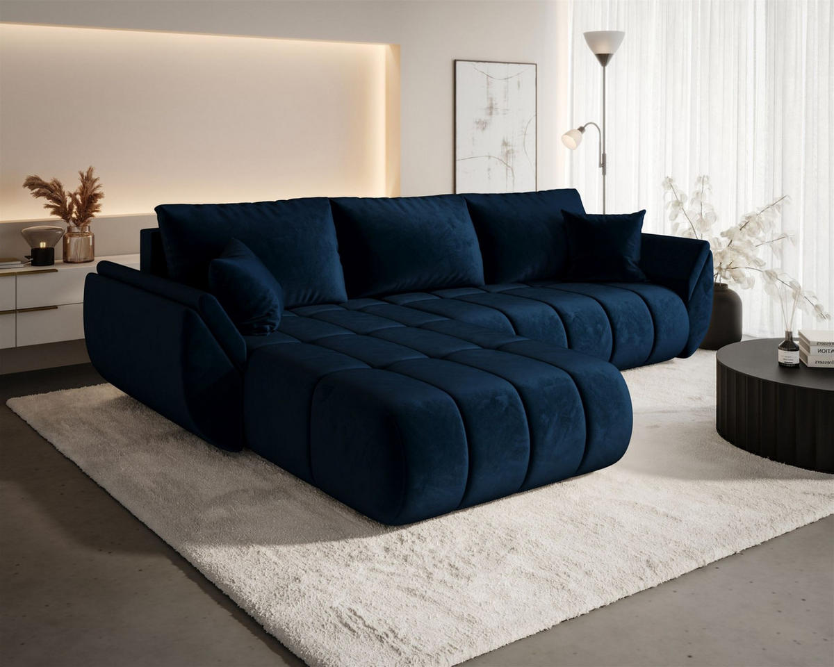 ECKSOFA Misato In Monolith - Dunkelblau, Holzwerkstoff/Textil (175/280cm) - Fun Möbel