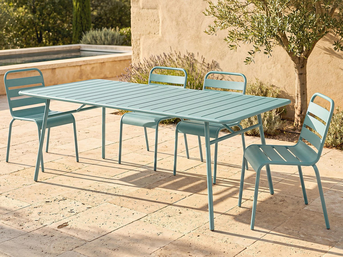 GARTENTISCH - 6 Personen, 8 Personen - metall - mandelgrün Mirmande - Salbeigrün, Metall (100/200/75cm) - Vente-Unique