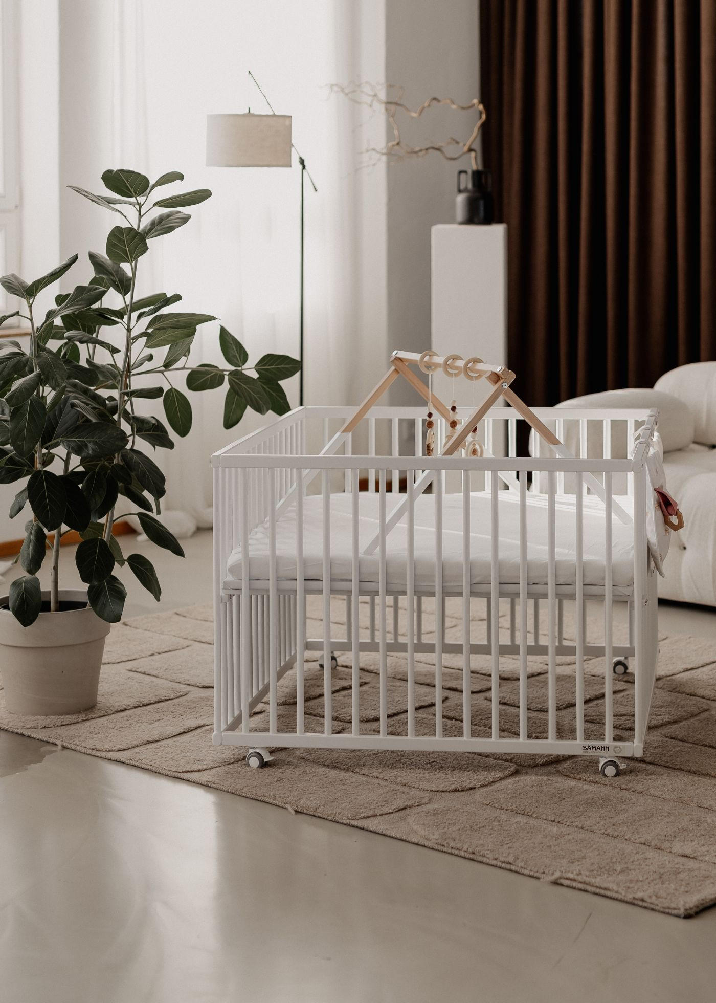 Thumbnail - Sämann – make a difference. Laufgitter, Weiß, Holz, Echtholz,Buche, 100x74x75 cm, Babymöbel, Laufstall Baby
