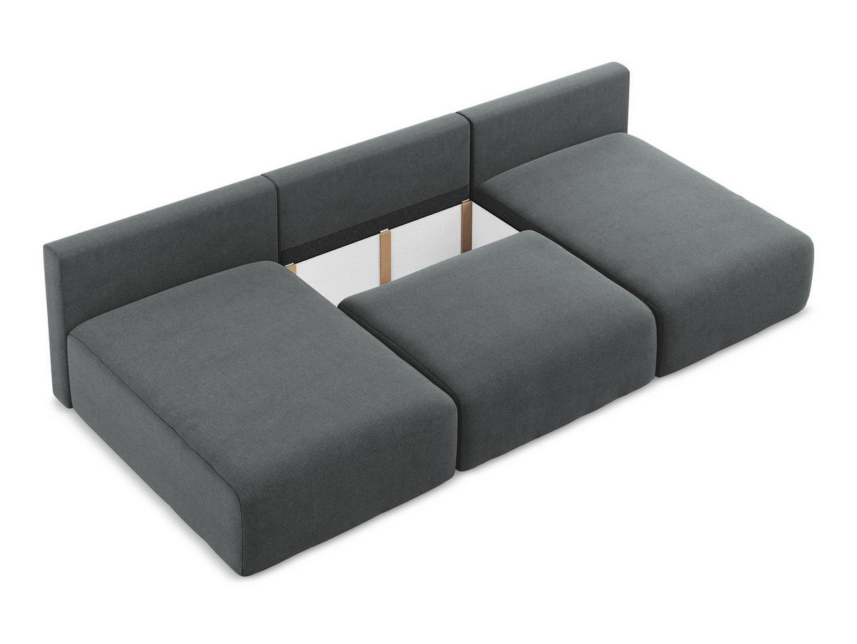 WOHNLANDSCHAFT Strukturstoff Stoff Grau - Schwarz/Grau, Kunststoff/Textil (304/79/149cm) - Makamii