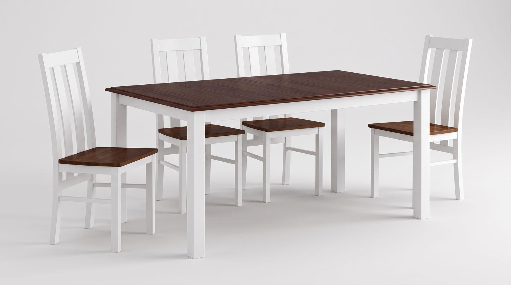 Feldmann-Wohnen Esszimmer-Set Weiß, Nussbaum 197x96x93 cm