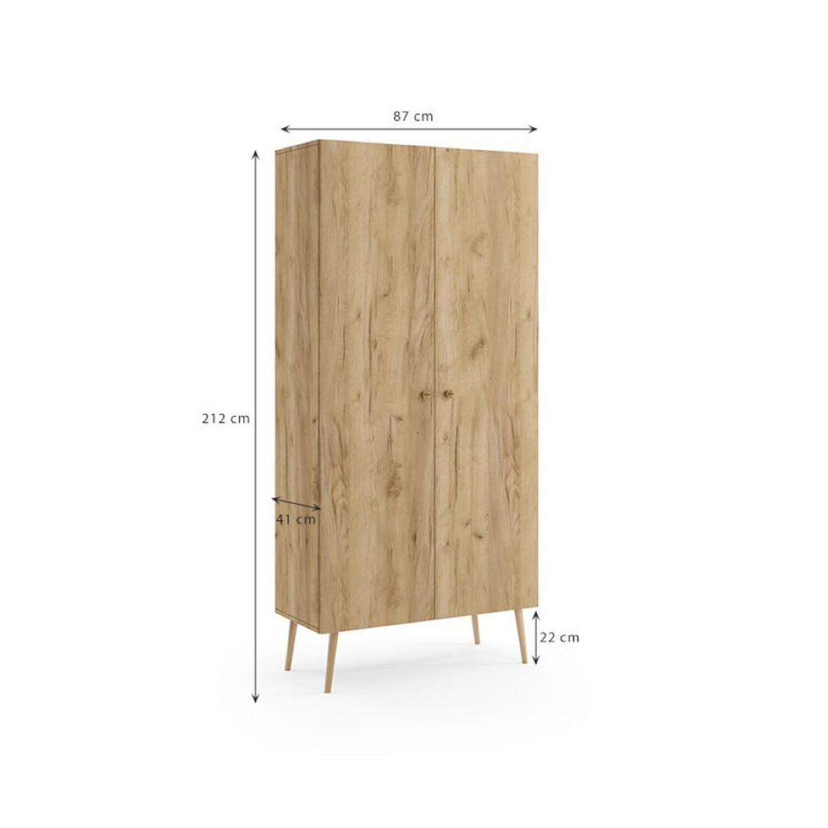 KLEIDERSCHRANK Ikon, Eiche Kraft, mit 5 Regalen - Eiche Artisan, Holzwerkstoff (87/212/41cm) - Bettso