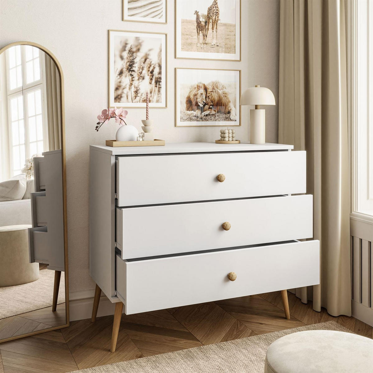 KOMMODE mit Schubladen HARMONY Weiß - Weiß, Holzwerkstoff (100/85/41cm) - Lookway