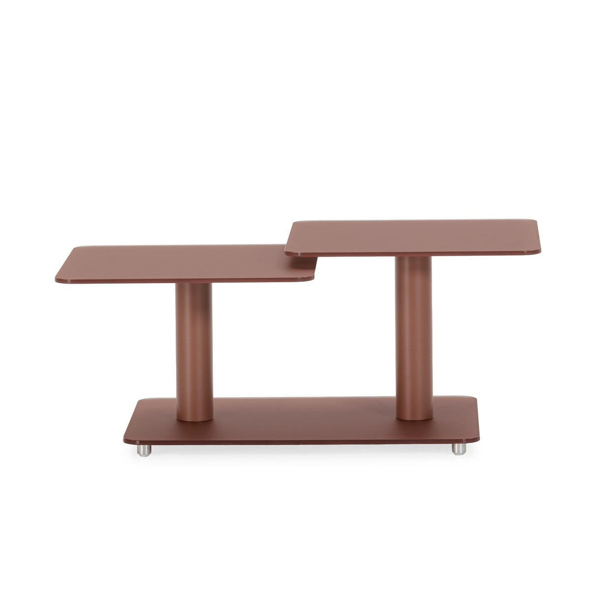 COUCHTISCH mit quadratischen Glasplatten 54/42,8/114,6 cm - Terracotta, Glas (66.5/54/42.8cm) - Calicosy