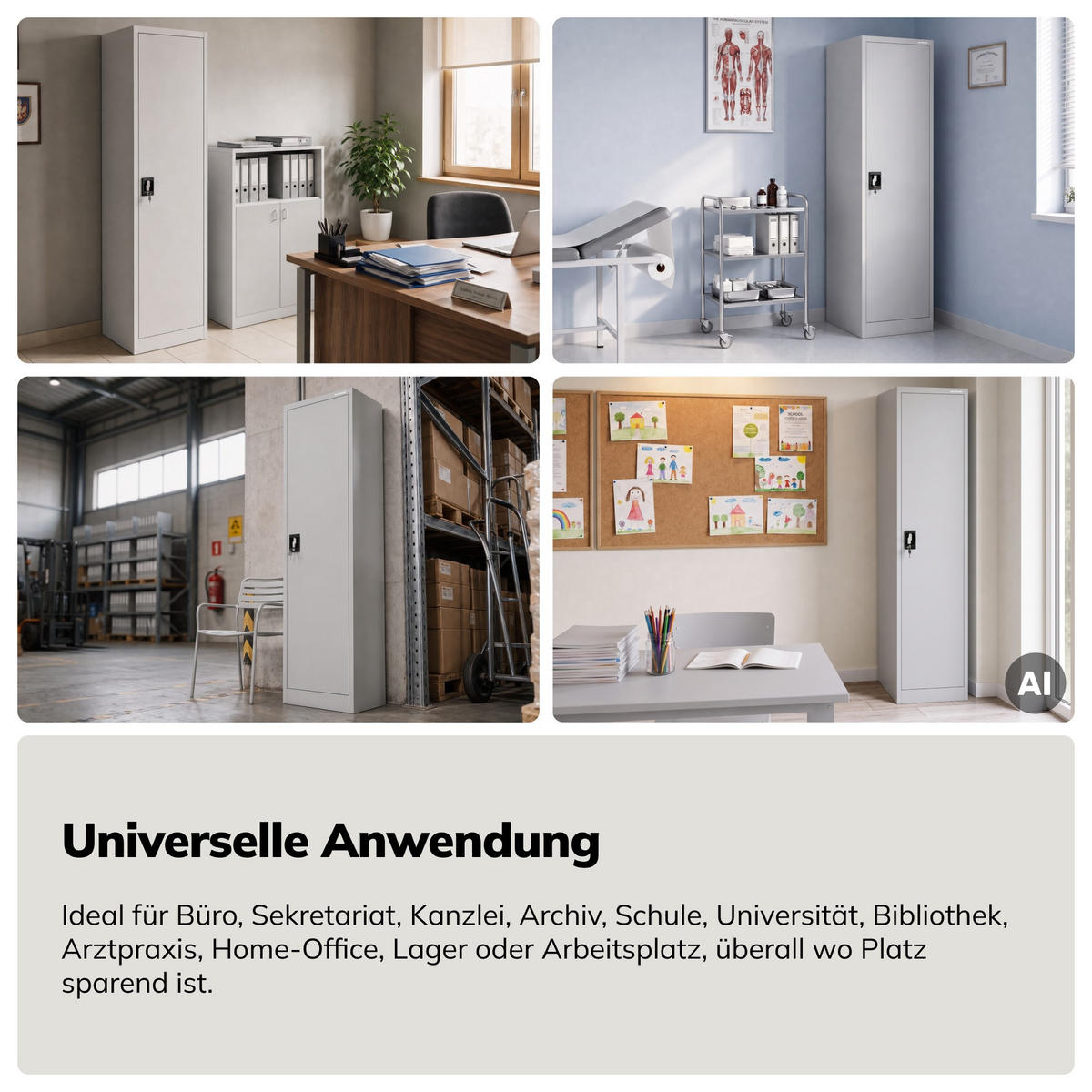 AKTENSCHRANK ALEX 220 - Grau, Metall (45/220/40cm) - Jan Nowak