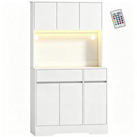 KÜCHENSCHRANK 100/180/38 cm MDF Weiß, 6 Türen und Arbeitsfläche, für Küche und Esszimmer - Weiß, Holzwerkstoff (38/180/100cm) - Rolipo