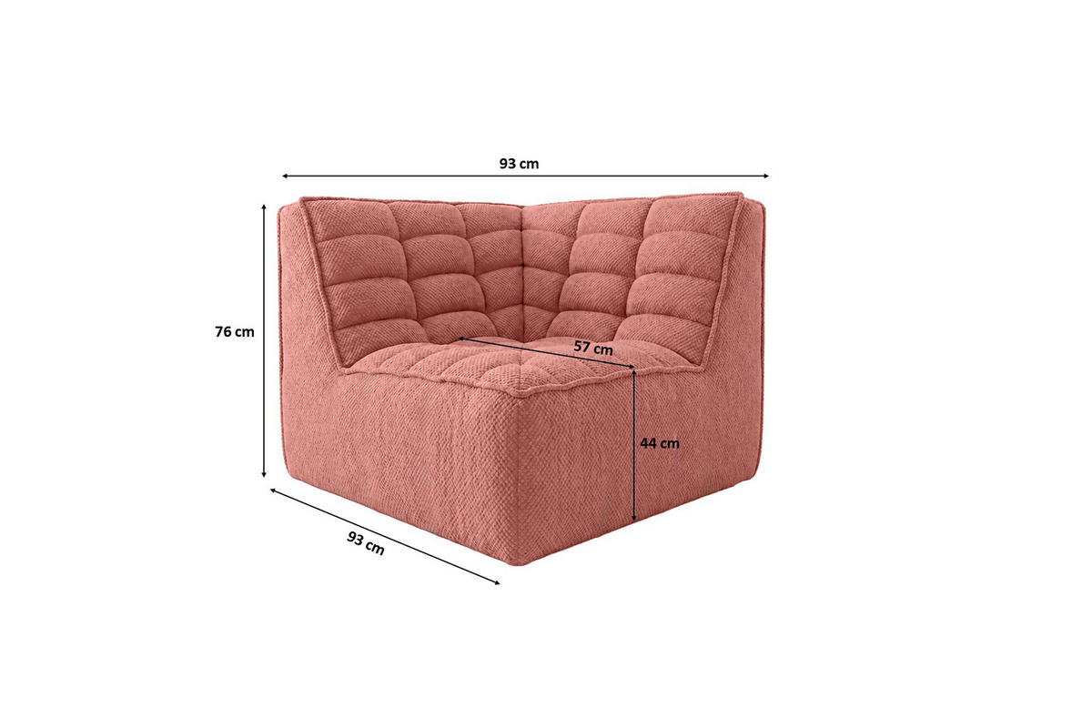 ROHOVÝ MODUL, plyšová tkanina Pop, Růžová, LAZY - růžová, dřevo (93/76/93cm) - Kaiser Möbel