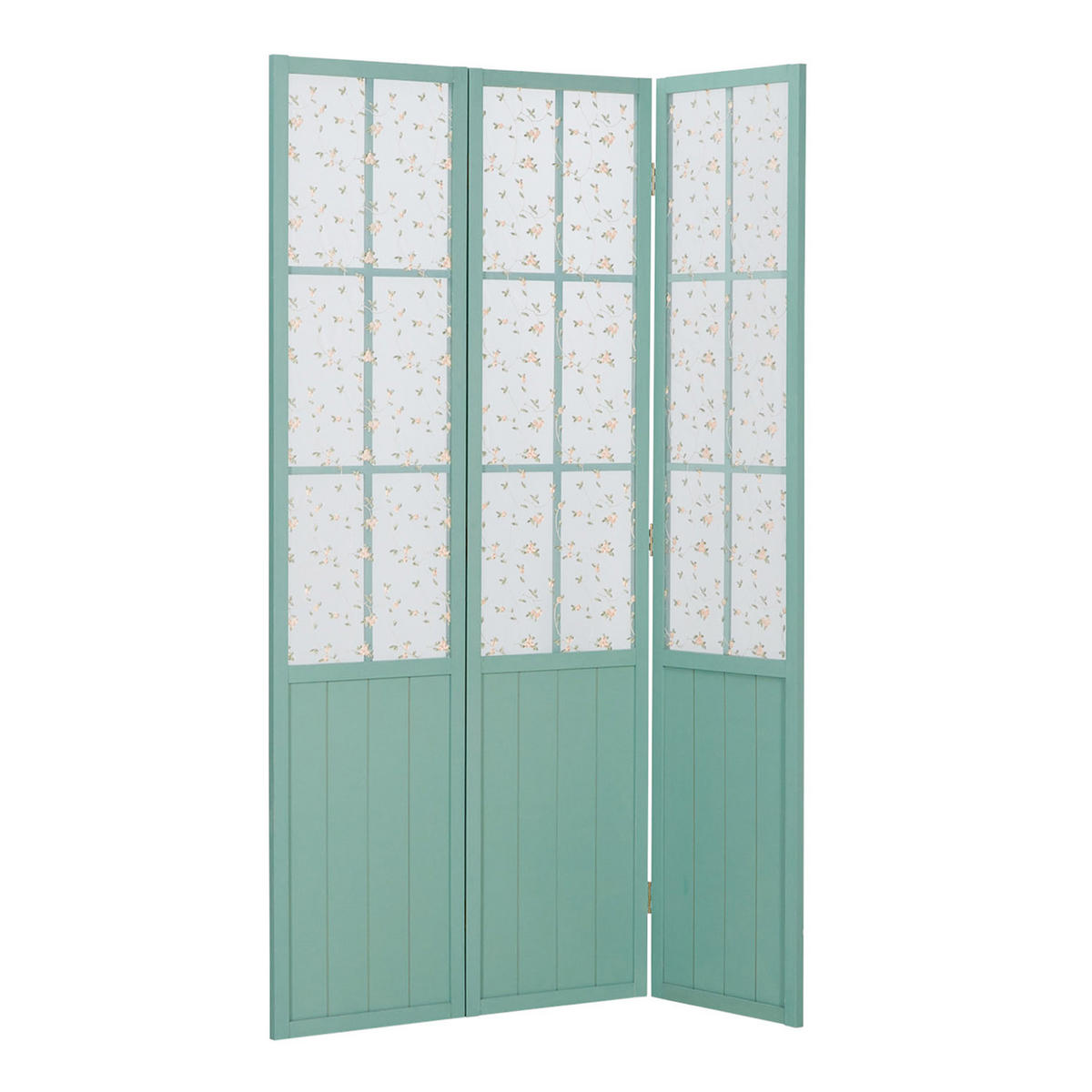 PARAVENT 3-tlg. 120/170 cm Türkis Landhausstil - Türkis, Holz (120/170/2cm) - Homestyle4u