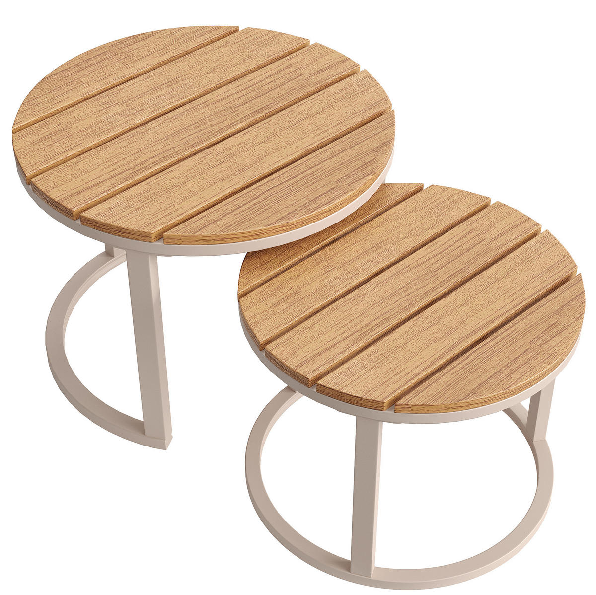 GARTENLOUNGE-SET 200/73/76,5 cm modular mit 2 Couchtischen, handgeflochtenen Armlehnen und Eisengestell, Beige - Beige, Metall - Redom