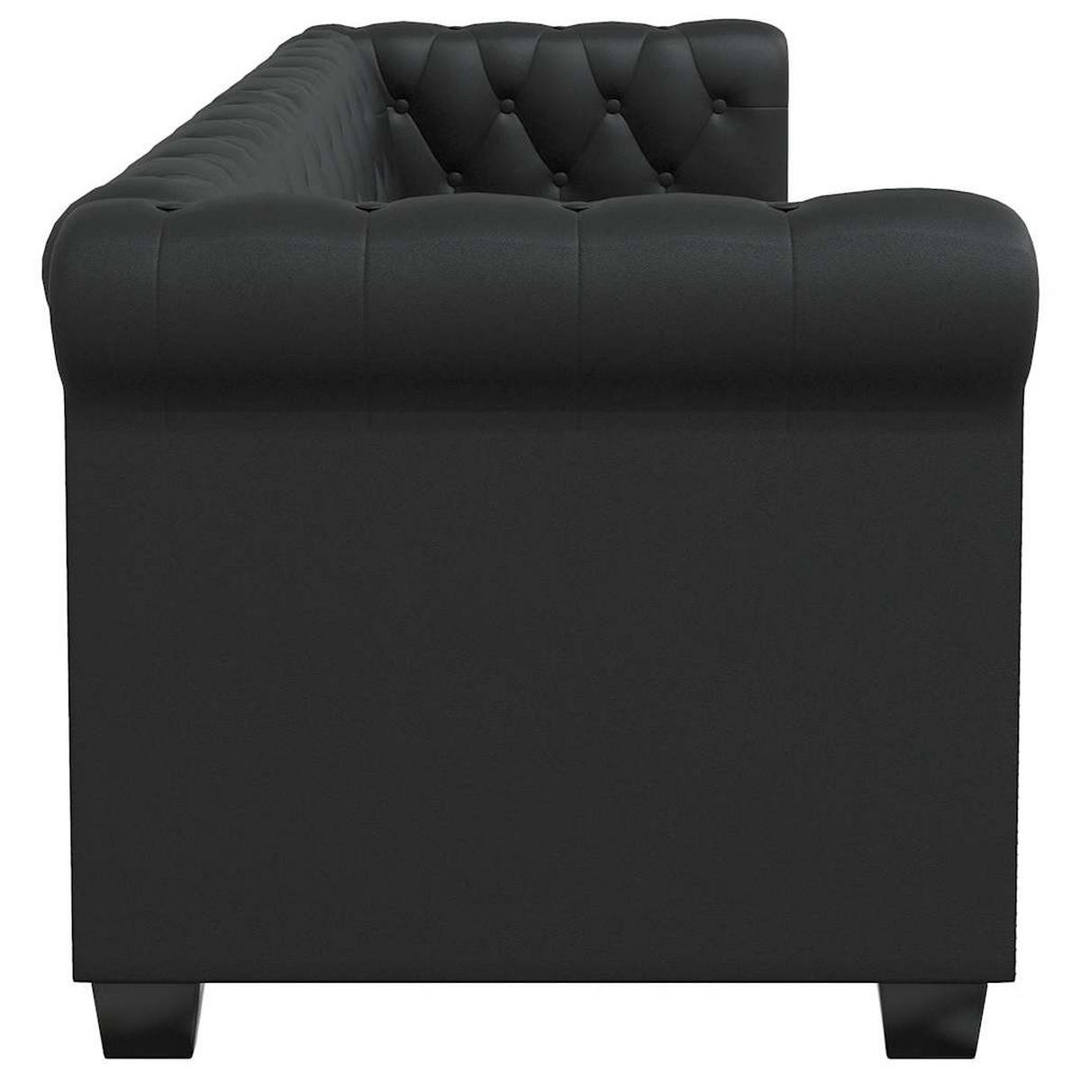 CHESTERFIELD-SOFAS 2-Sitzer Und 3-Sitzer Kunstleder Schwarz - Schwarz, Leder (145.5/70/76cm) - vidaXL