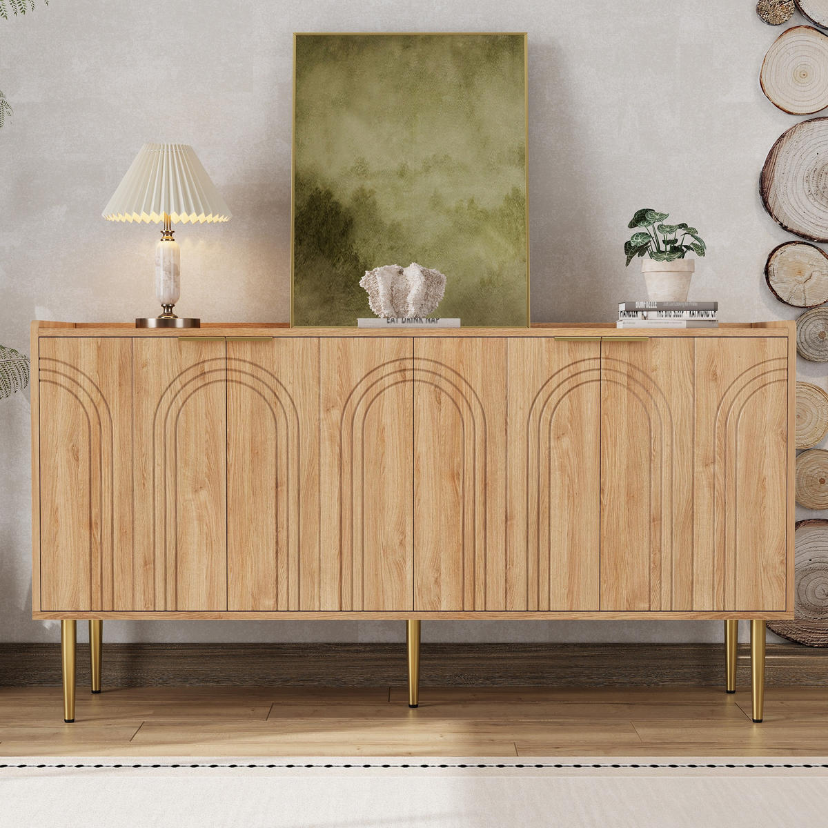 SIDEBOARD 140 cm in Natur Holzoptik mit 3D-Bogenfronten - Eiche San Remo/Naturfarben, Holzwerkstoff (140/75/38cm) - Urban Meuble