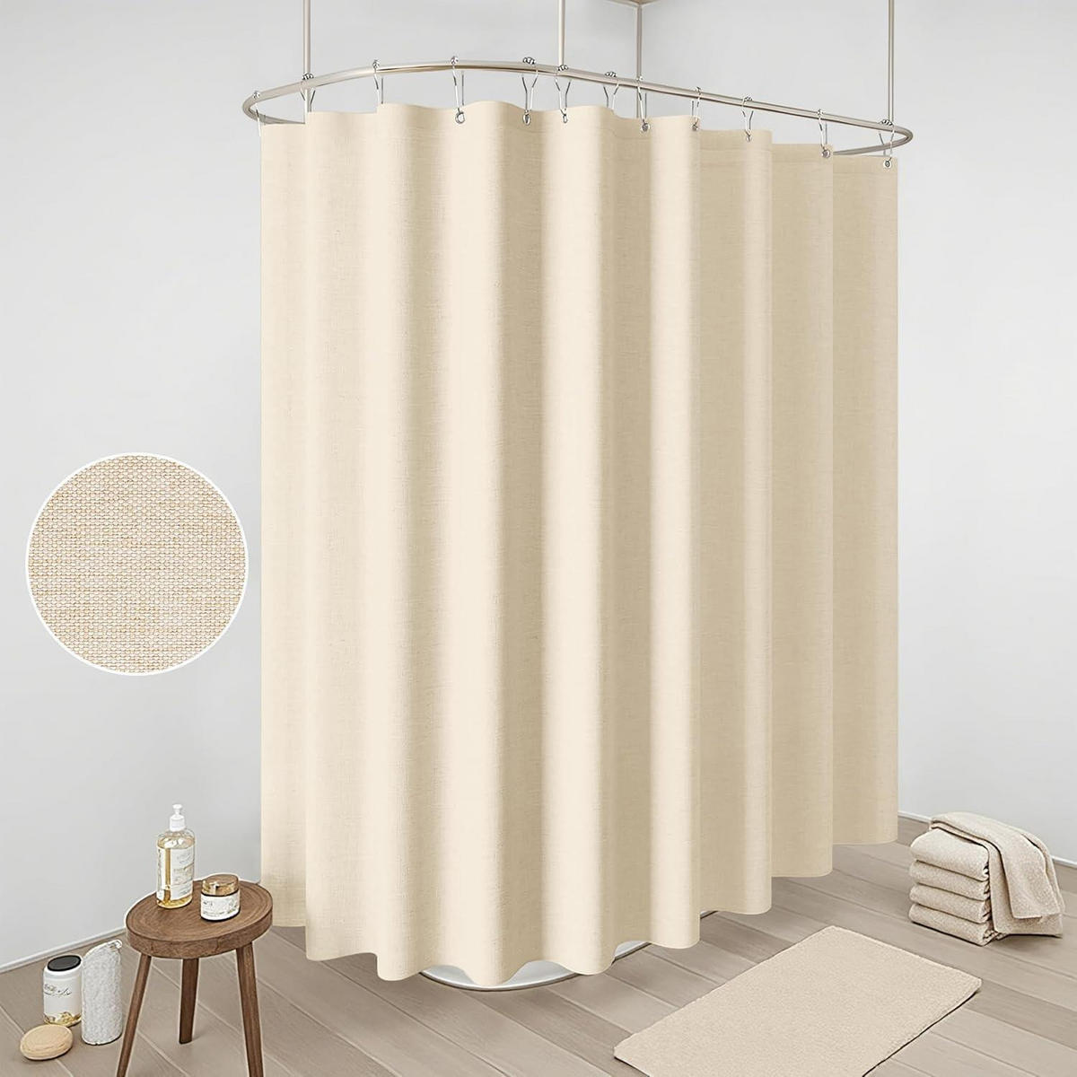 DUSCHVORHANG Leinen 275 x 182 cm Beige - Beige, Textil (275/182cm)