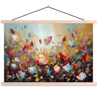 POSTER Blumen - Kunst - Natur - Ölgemälde 90x60 cm - Multicolor, Textil (90/60/0.15cm) - MuchoWow