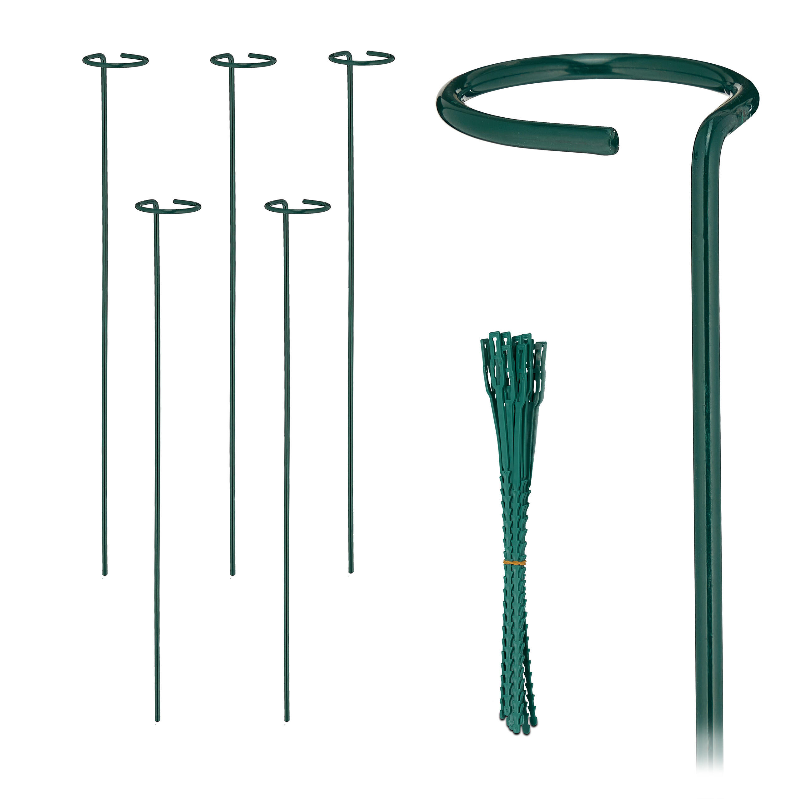 6XPFLANZSTÄBE - Dunkelgrün, Metall (6/60/6cm) - Relaxdays