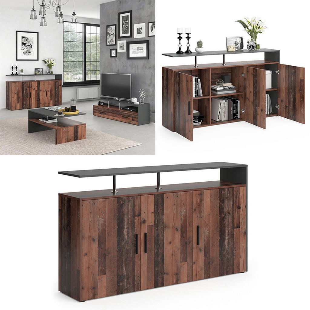 Thumbnail - Vicco Kommode, Alteiche, Alteiche, Holzwerkstoff, 8 Fächer, 35x91.6x160 cm, Wohnzimmer, Kommoden & Sideboards, Kommoden