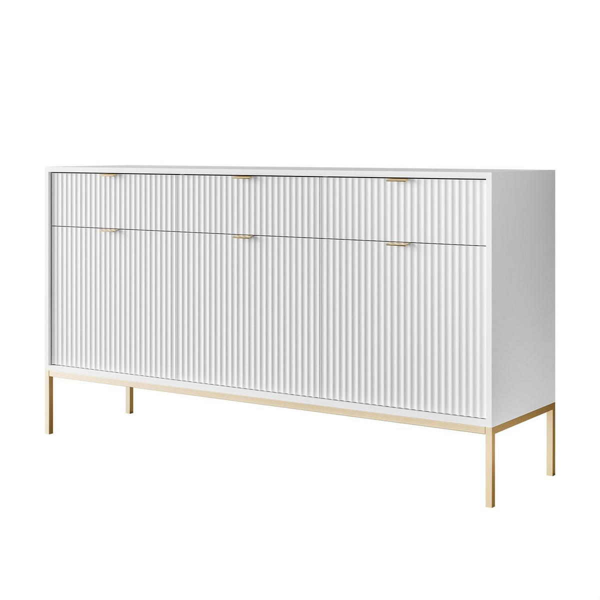 SIDEBOARDS CORTADO GOLD KSZ154 MIT SCHUBLADEN 154 CM WEISS - Weiß, Holzwerkstoff (154/83/39cm) - Lookway