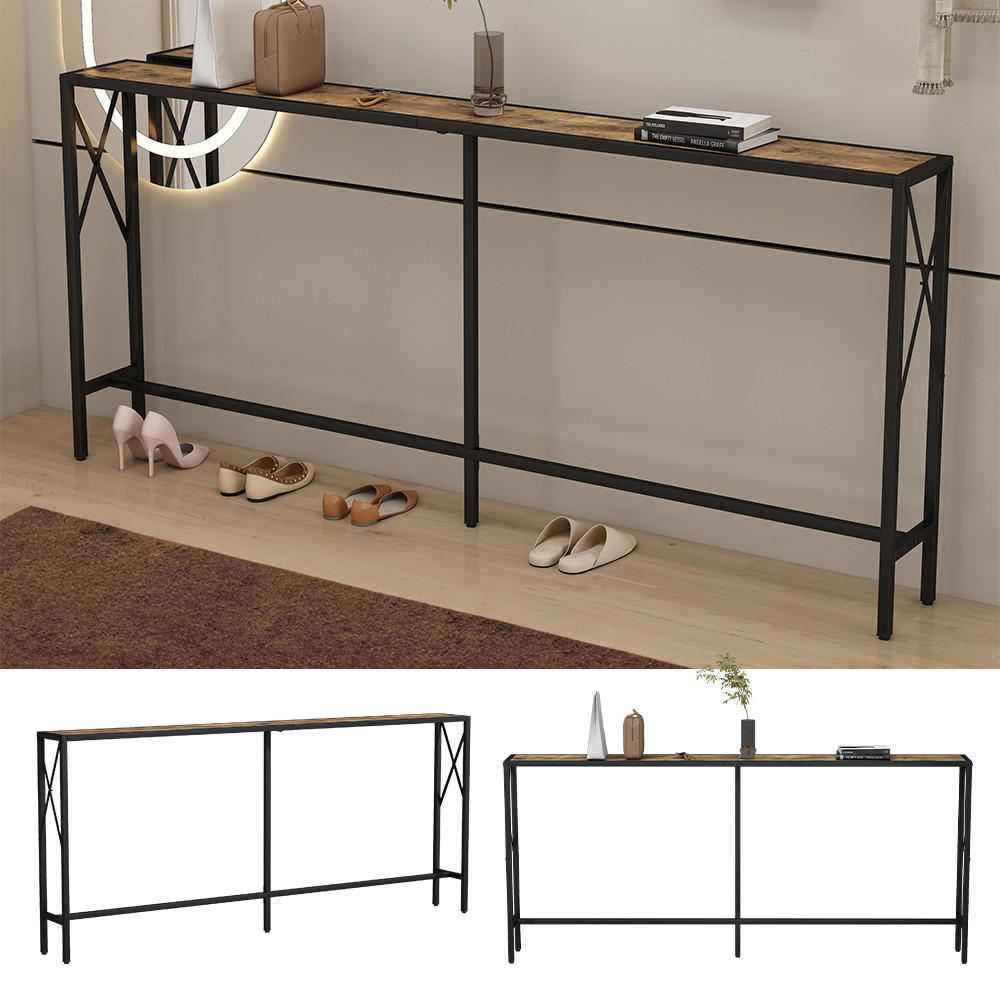 KONSOLENTISCH Lima Eiche rustikal 174 x 77 cm - Wildeiche/Schwarz, Holzwerkstoff (20/174/77cm) - Vicco