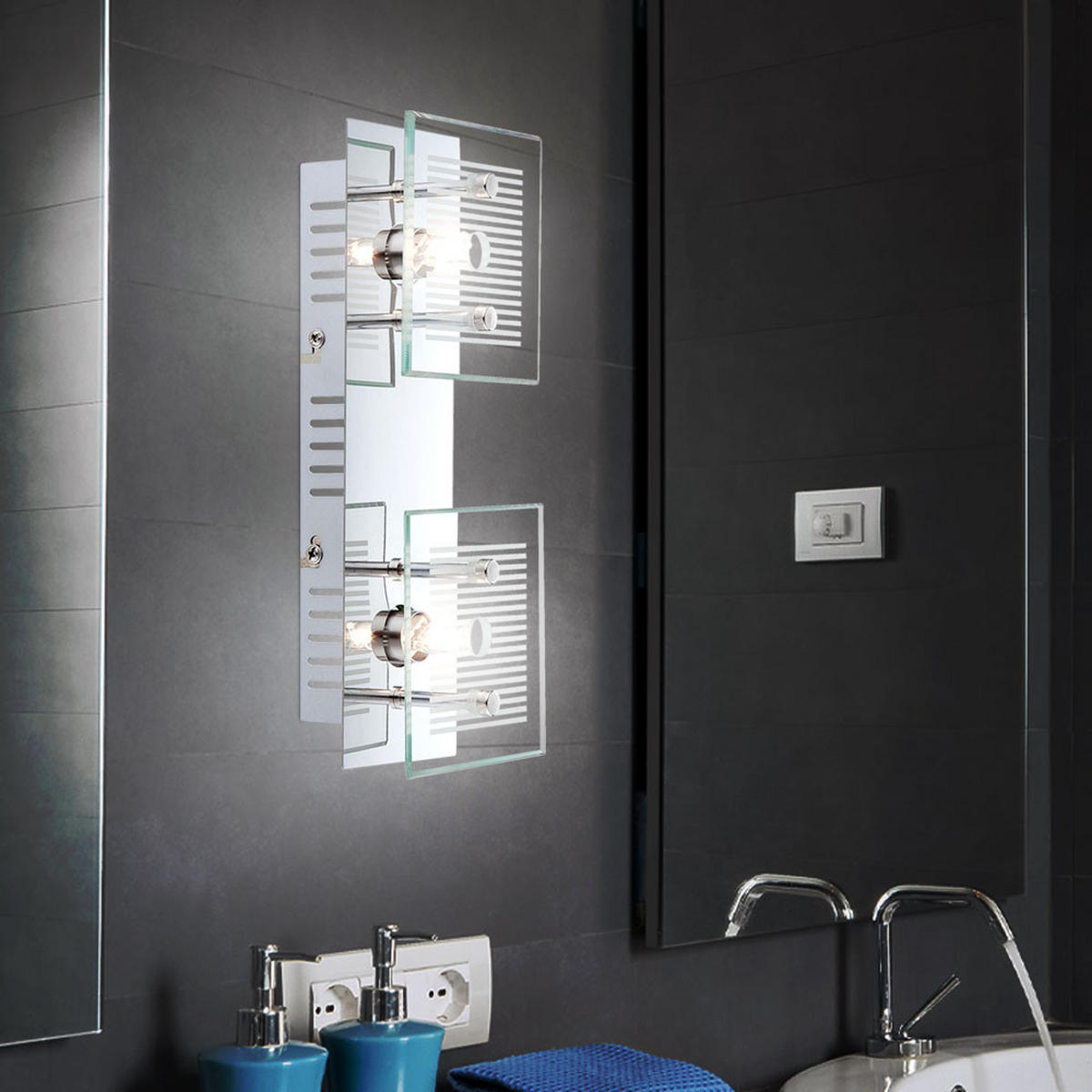 LED WANDLEUCHTE GILMA Metall Silber - Silberfarben, Glas (10/7.5/25cm) - Globo Lighting