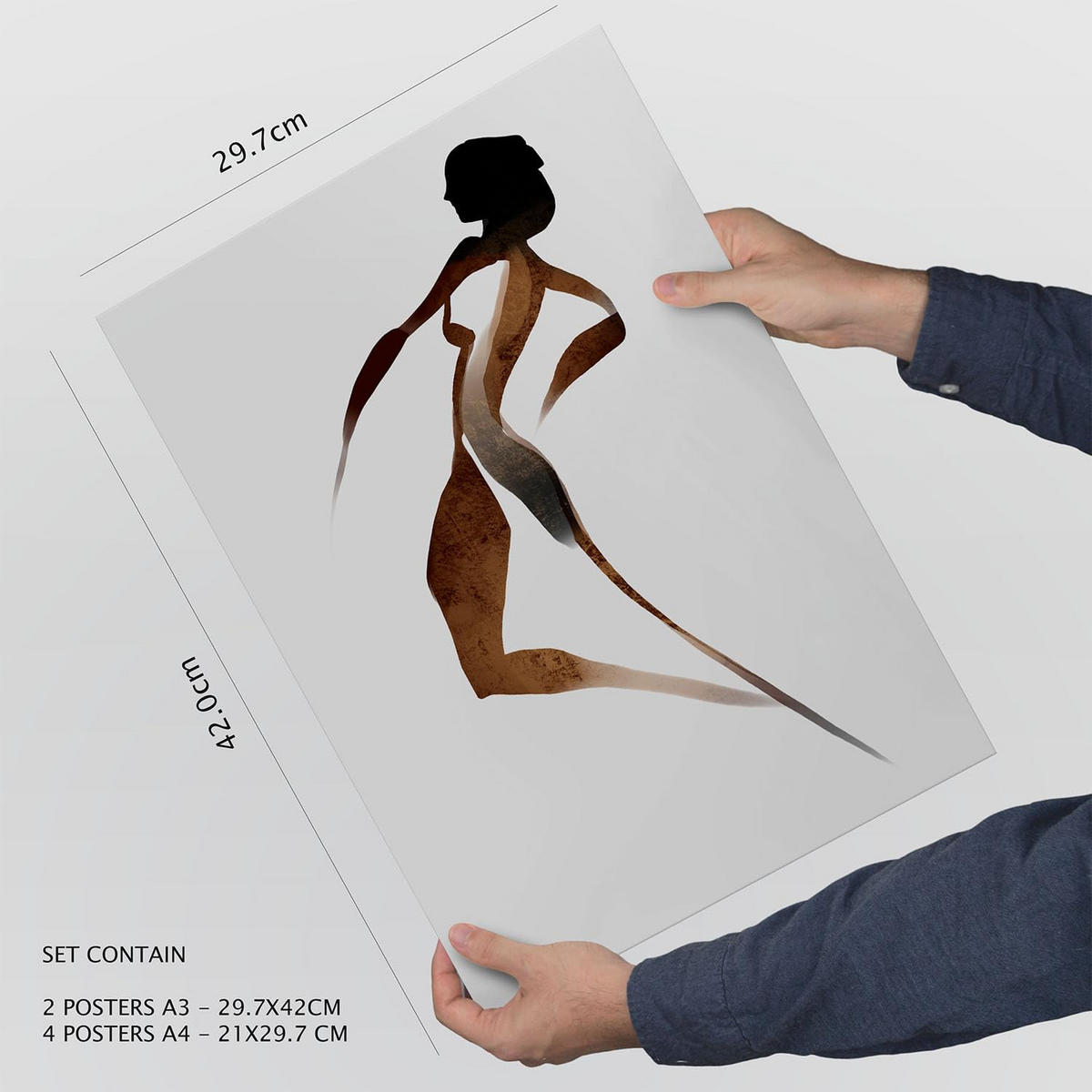 POSTER Set Mit 6 Body Virtue 2 in abstrakten Liebhabern Größe A3 & A4 Rahmenlos - Klar, Papier (29.7/1cm) - Nacnic