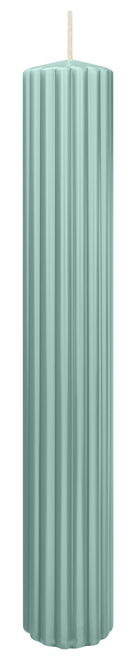 RILLEN KERZEN Türkis 300 x Ø 45 mm, 4 Stück - Türkis, Paraffin (8/15/15cm) - Wiedemann Kerzen
