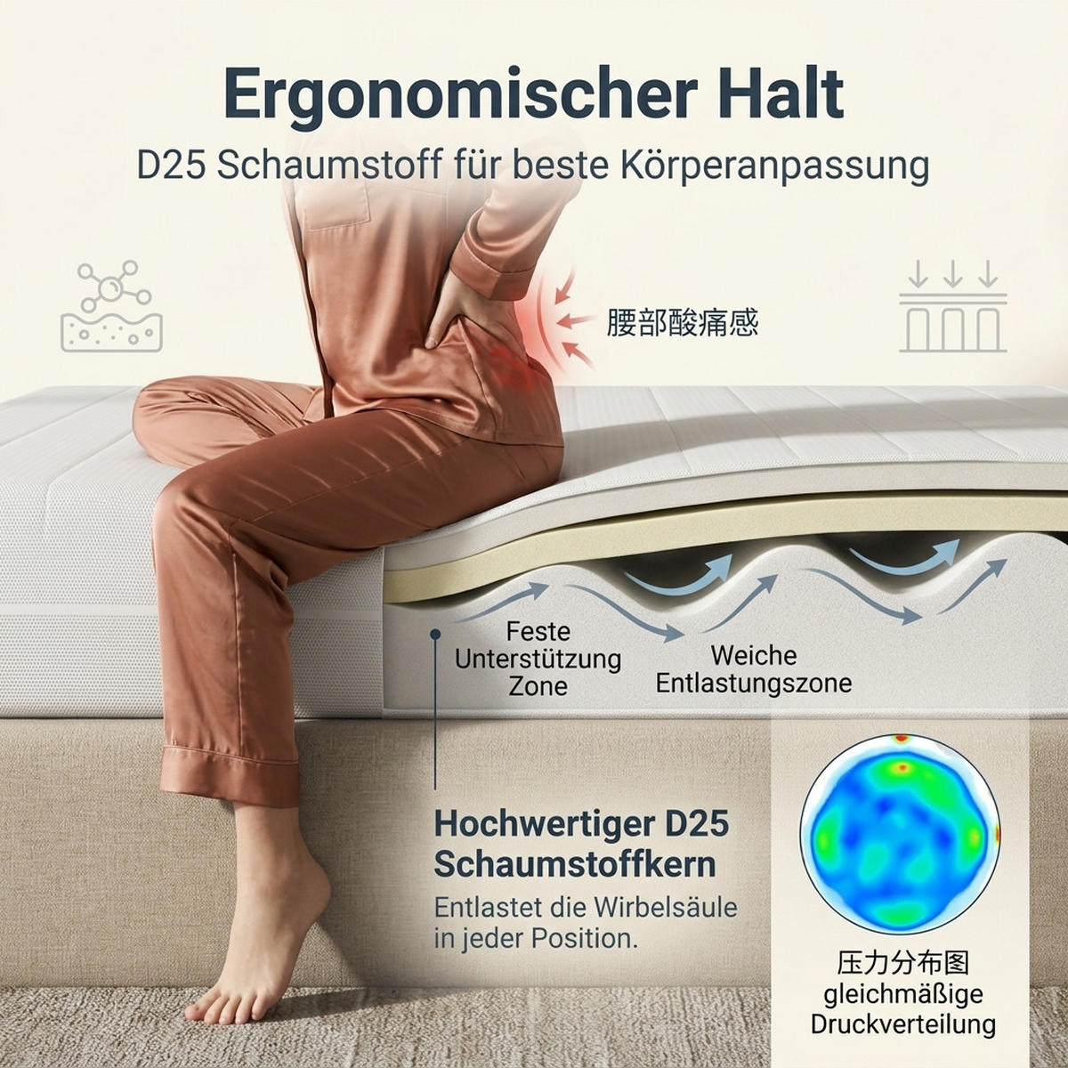 KALTSCHAUMMATRATZE 120/200 cm Weiß Höhe 20cm - Weiß, Textil (120/200cm) - Oxeza