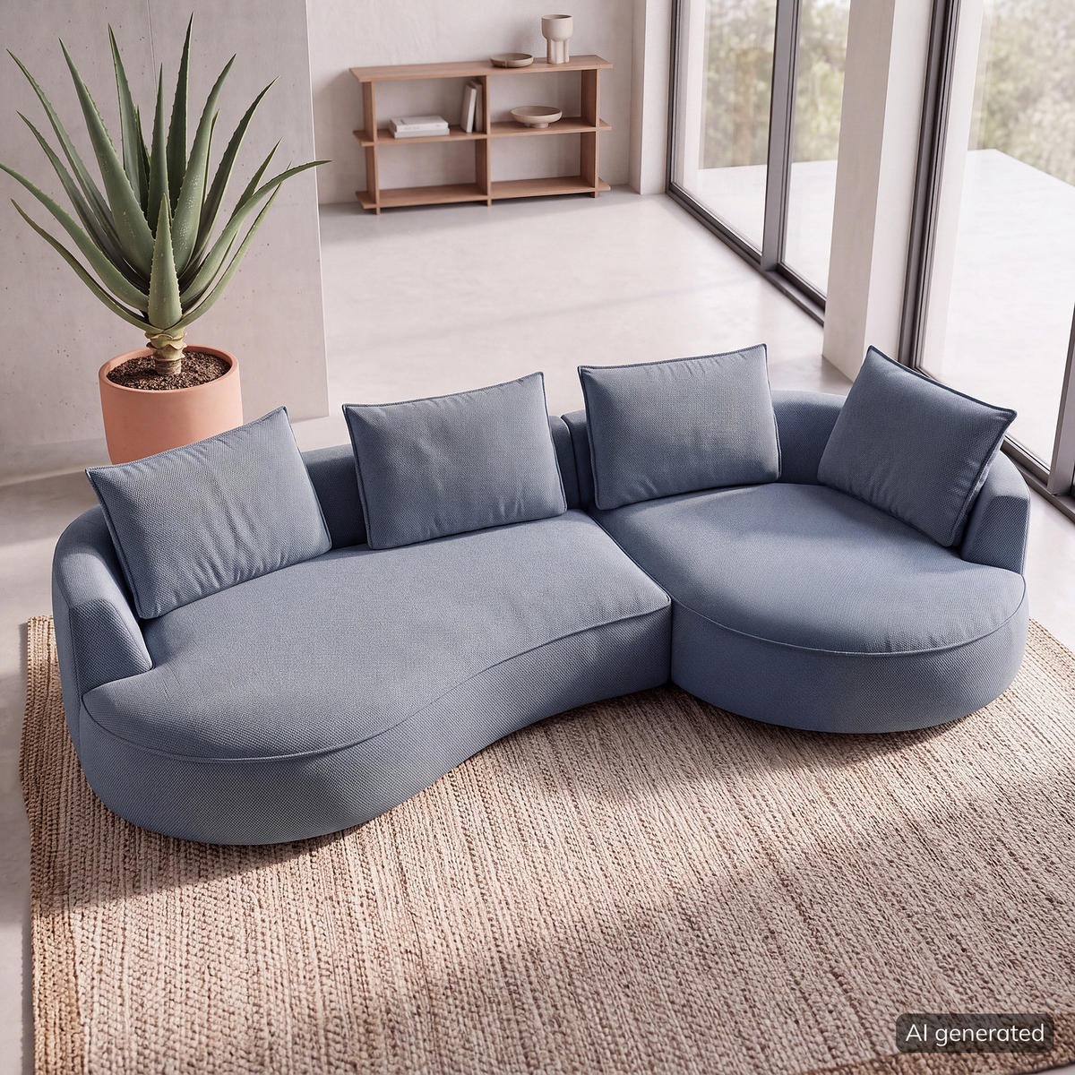 BIGSOFA - Blau, Kunststoff/Textil (322/82/154cm) - home24