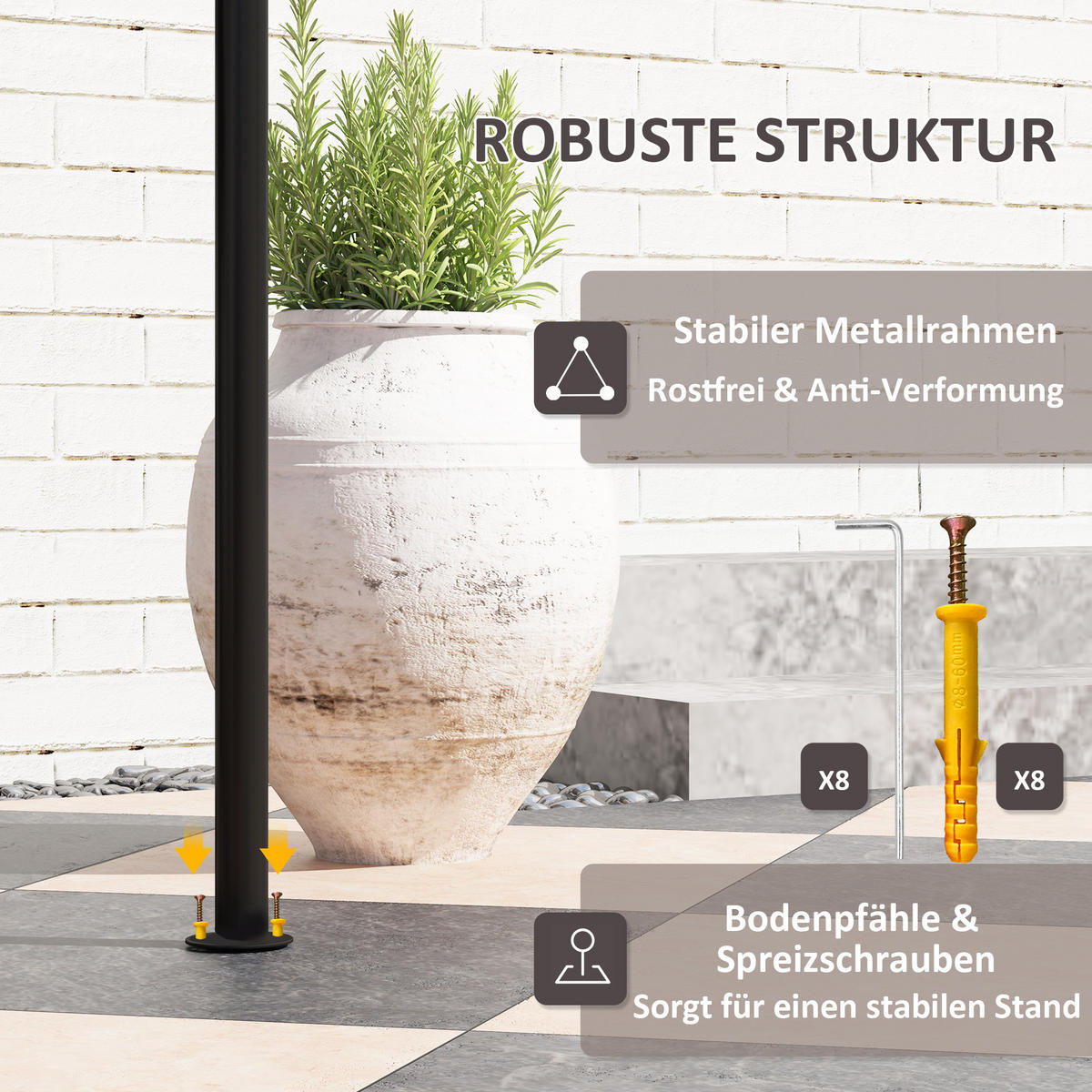 GRILLPAVILLON 242x 149x 248 cm - Beige, Metall (149/248/242cm) - Outsunny