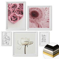WANDBILDER 5er-Set - 50x50 cm & 20x30 cm & 40x60 cm Weißer Rahmen - Rosensträuße als Familienzeichnung - Weiß, Kunststoff (40/60cm) - ArtPrintCave