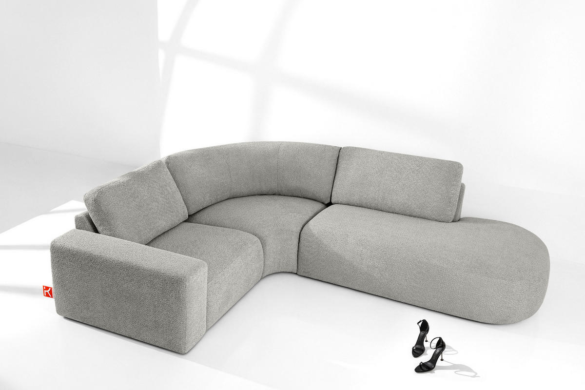 ECKSOFA RECHTS ZUCCO, Hellaschgrau - Hellgrau, Holz/Holzwerkstoff (224/293cm) - KONSIMO®