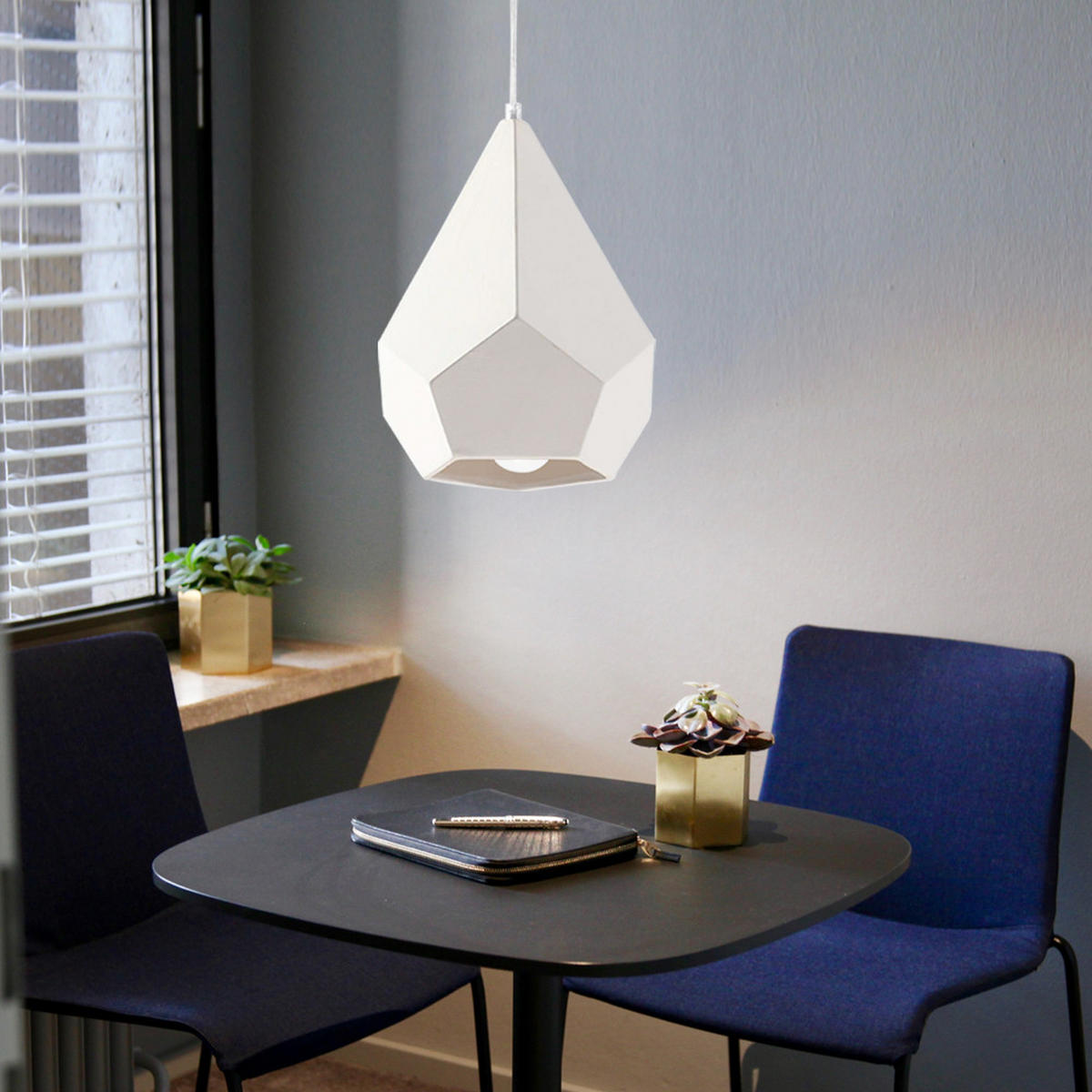 PENDELLEUCHTE Keramik Weiß Diamantform - Weiß, Keramik (30/16.5/130cm)