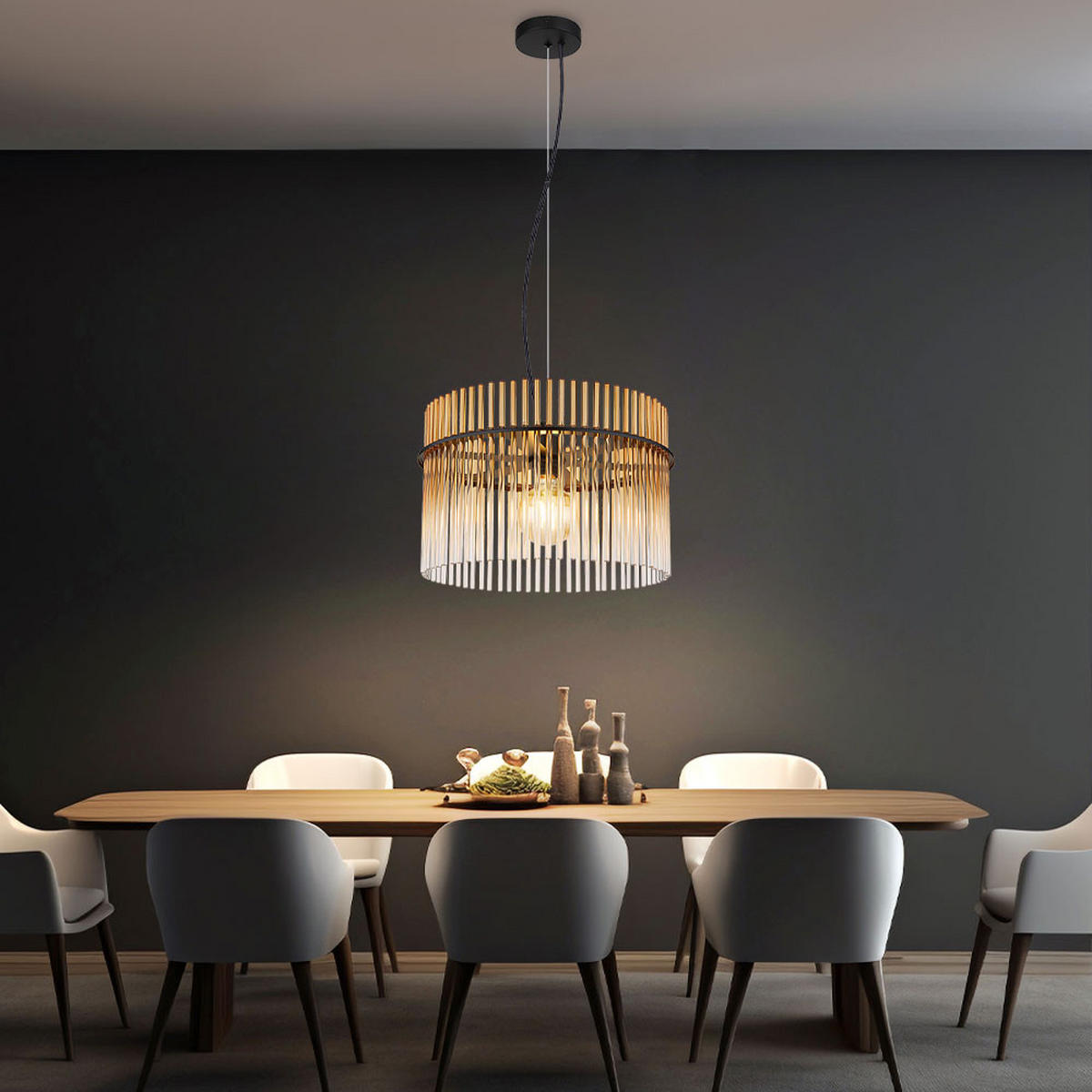 LED HÄNGELEUCHTE Metall Amber Orange - Orange, Glas (40/40/150cm) - Globo Lighting