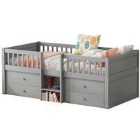 HOCHBETT 90/200 cm in Grau mit 4 Schubladen und Rausfallschutz - Grau, Holz (90/200cm) - BEAOK