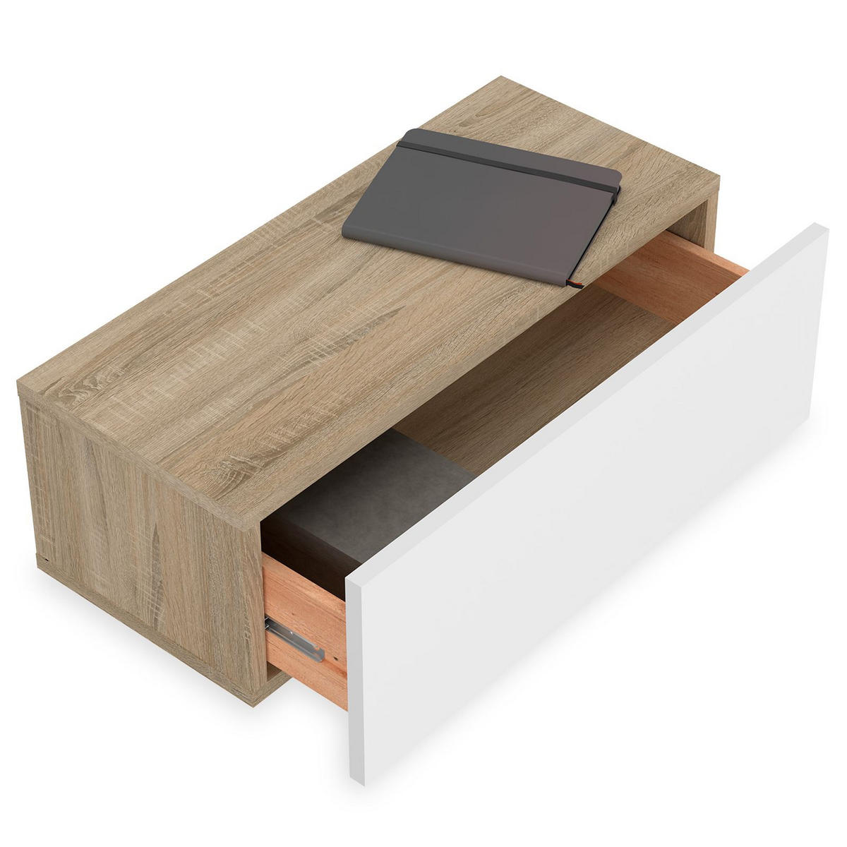 HÄNGENDER NACHTTISCH NANI Sonoma Eiche/weiß - Weiß/Sonoma Eiche, Holzwerkstoff (60/21/27cm) - IDIMEX