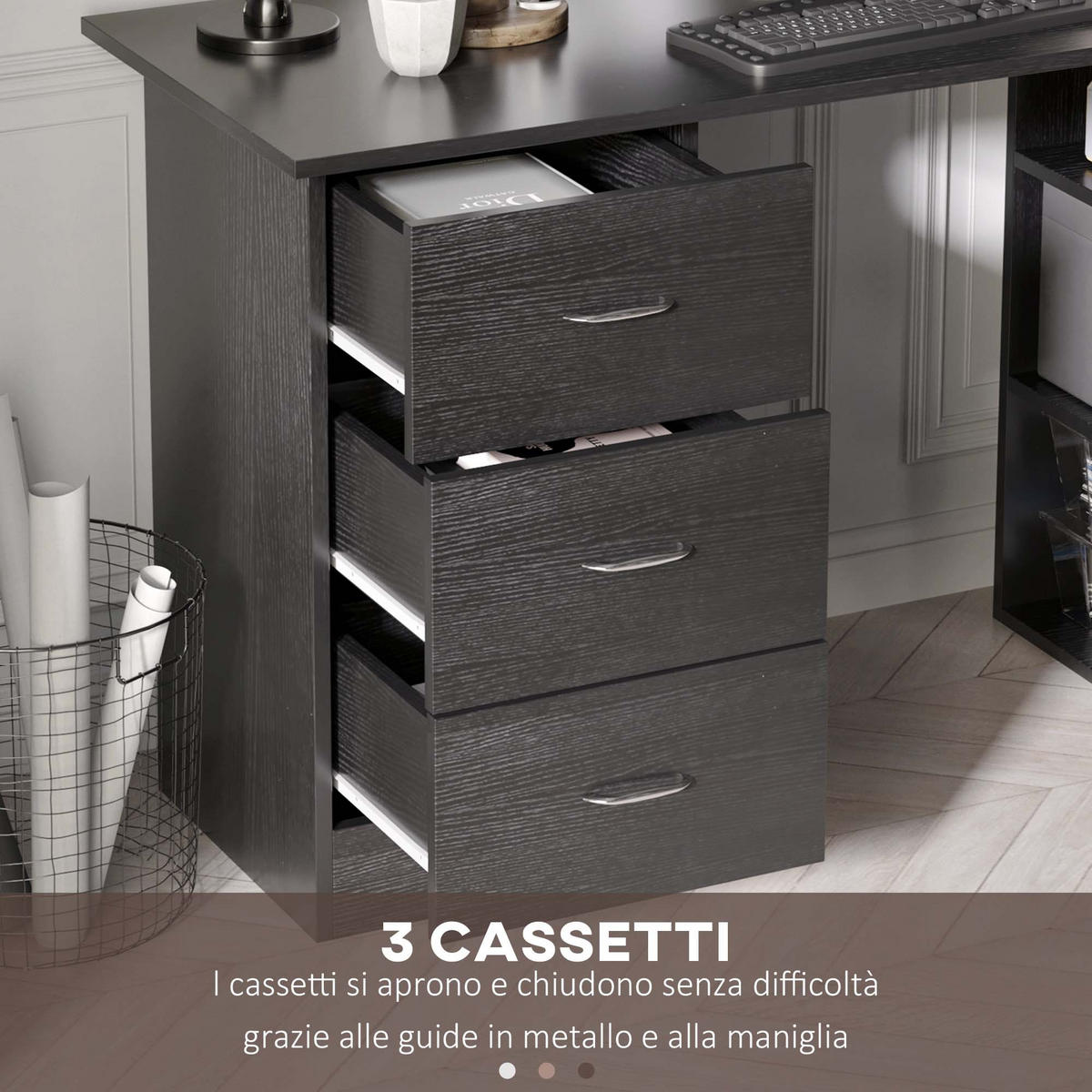 BÜROTISCH Schwarz, Silber 1 Stück - Multicolor, Holzwerkstoff (107/60/72cm) - GiPP