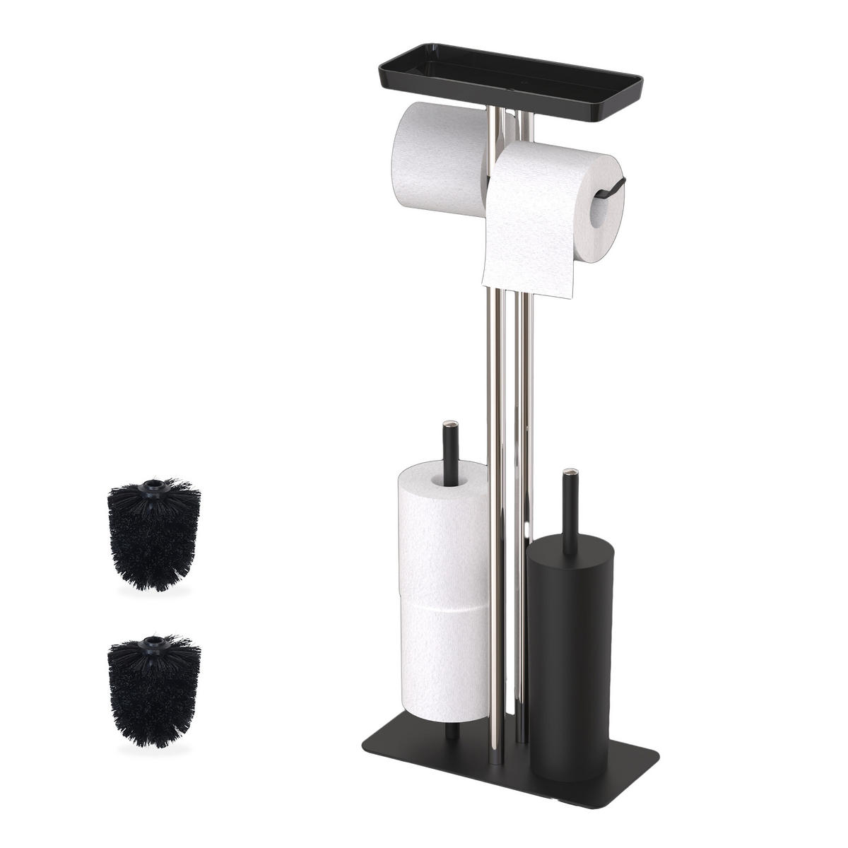 WC set - crna, metal/plastika (30/77/15cm) - Relaxdays