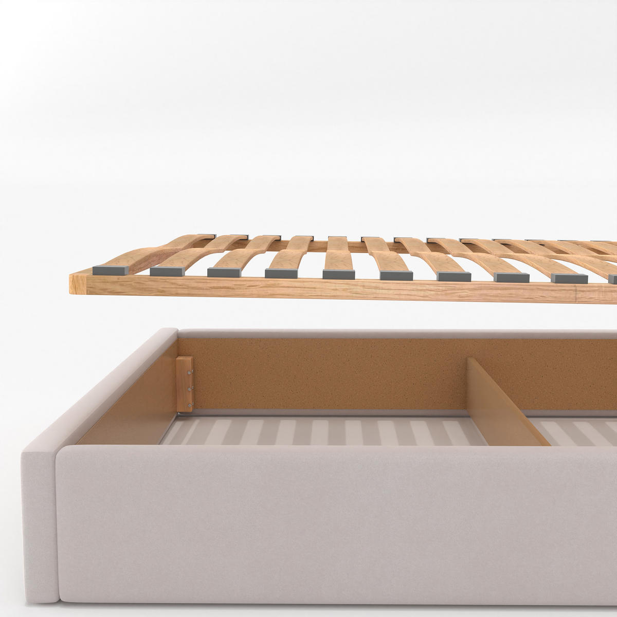 POLSTERBETT 140x200cm Bett mit Stauraum Lattenrost Creme - Creme, Holz/Holzwerkstoff (140/200cm) - Muralo