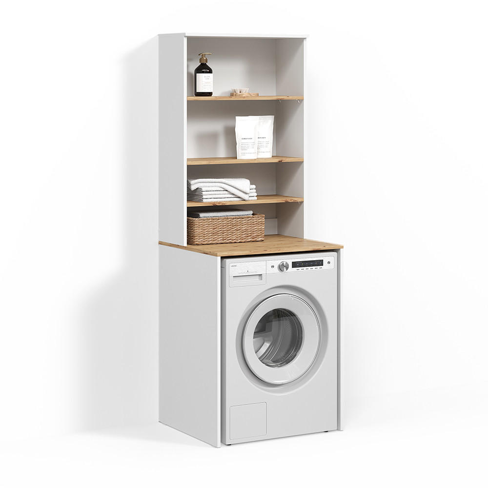 Livinity® WASCHMASCHINENSCHRANK Paolina Weiß/Artisan 66 x 88.2 cm 2 Teile mit Regal jetzt nur online ➤
