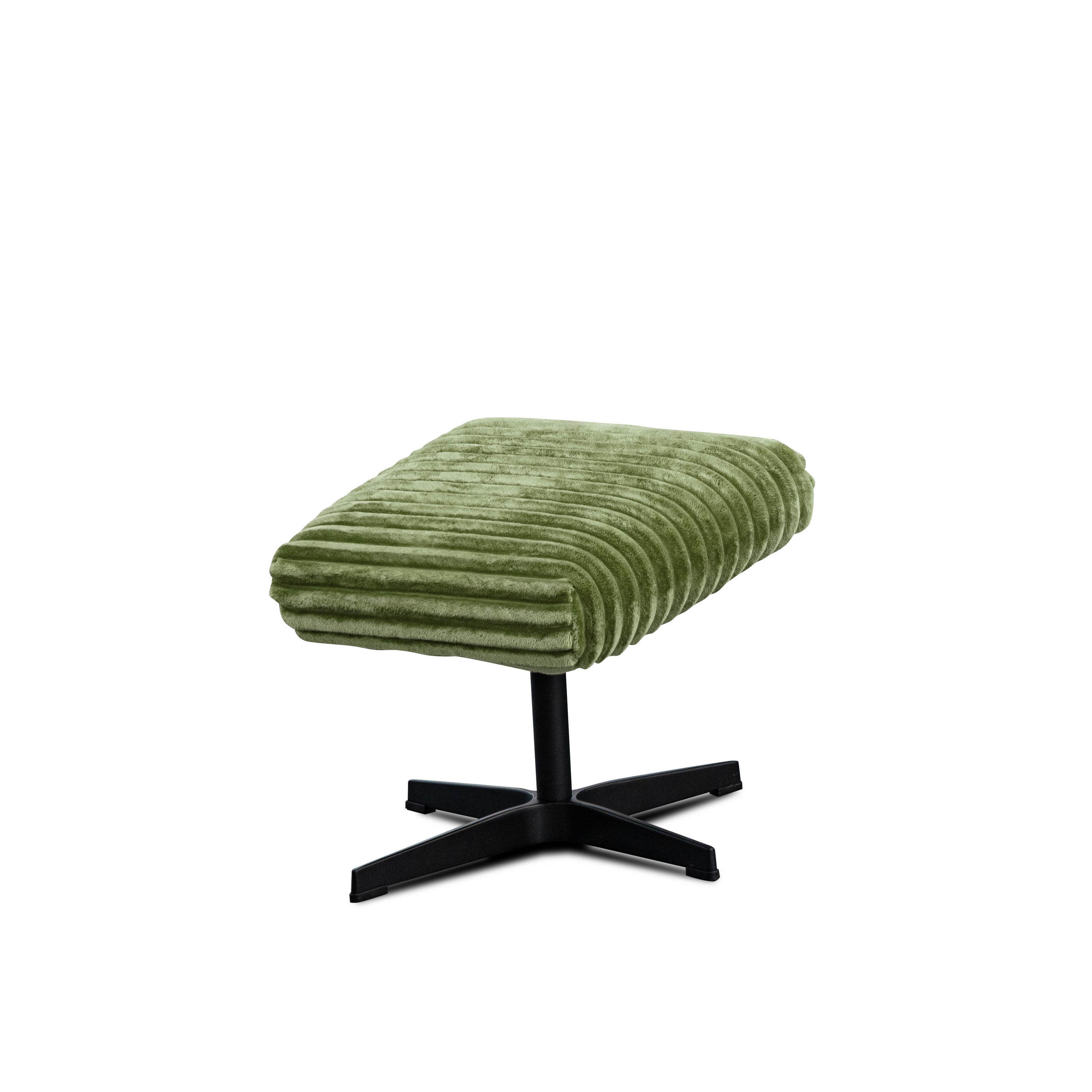 HOCKER MONACO Cordstoff olivgrün - Schwarz/Olivgrün, Holz/Textil (50/41/37cm) - Courtois Laville