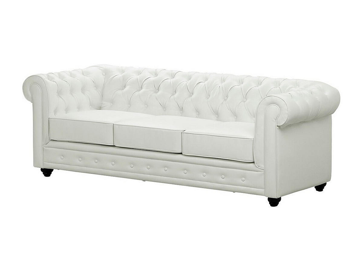 SOFA 3-Sitzer und 2 Sessel - Kunstleder - Weiß - CHESTERFIELD - Weiß, Leder (205/72/88cm) - Vente-Unique