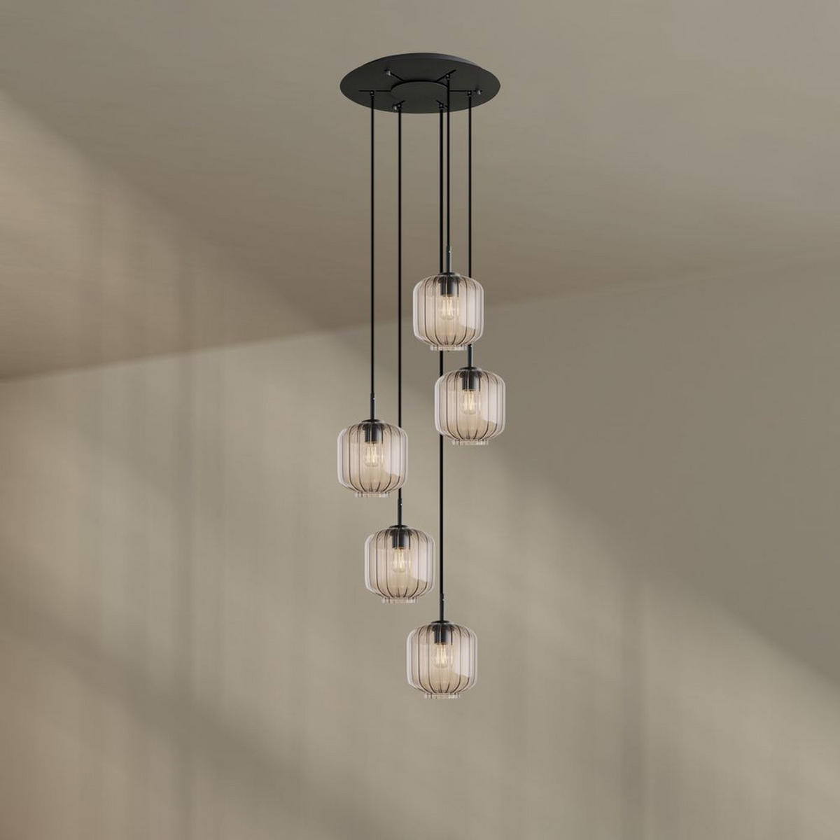 GALERIELEUCHTE Velo 5-flammig Klar Ø 20cm - Klar/Schwarz, Glas (20/20/20cm) - s.luce