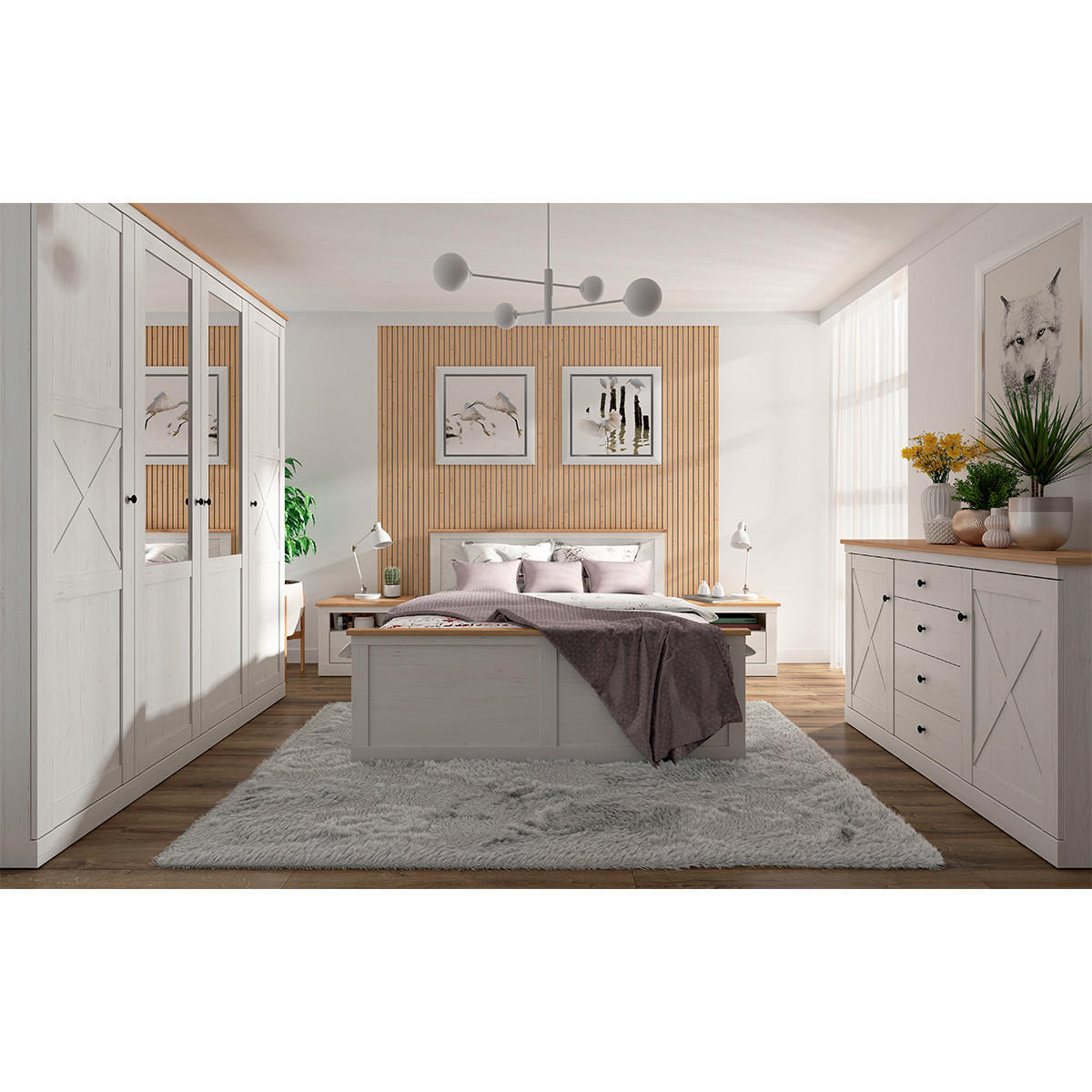 SIDEBOARD Victoria Weiß und Holz - Weiß, Holzwerkstoff (153/93/43cm) - Petits-meubles