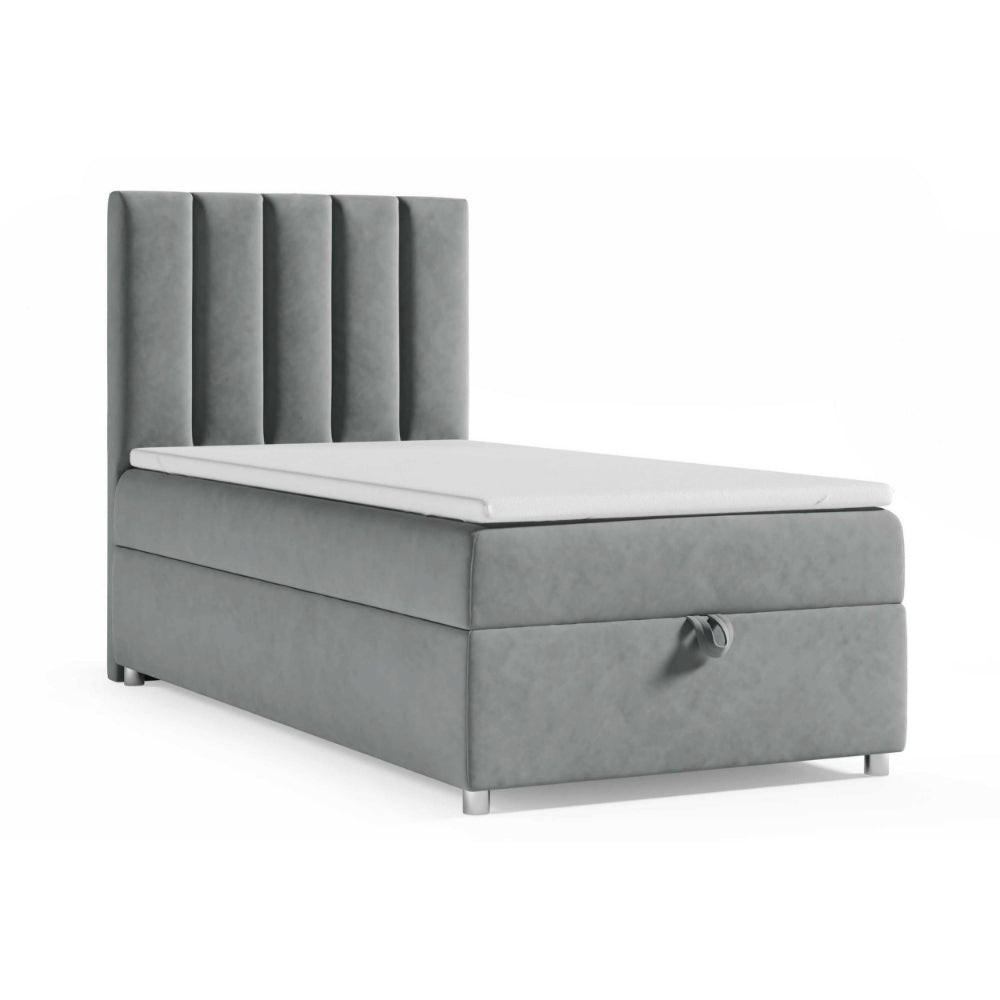 BOXBETT mit Bettkasten Trinity K-10 SINGLE Bonellfederkern inkl. Topper - Grau, Holz/Holzwerkstoff (90/200cm) - Best For Home