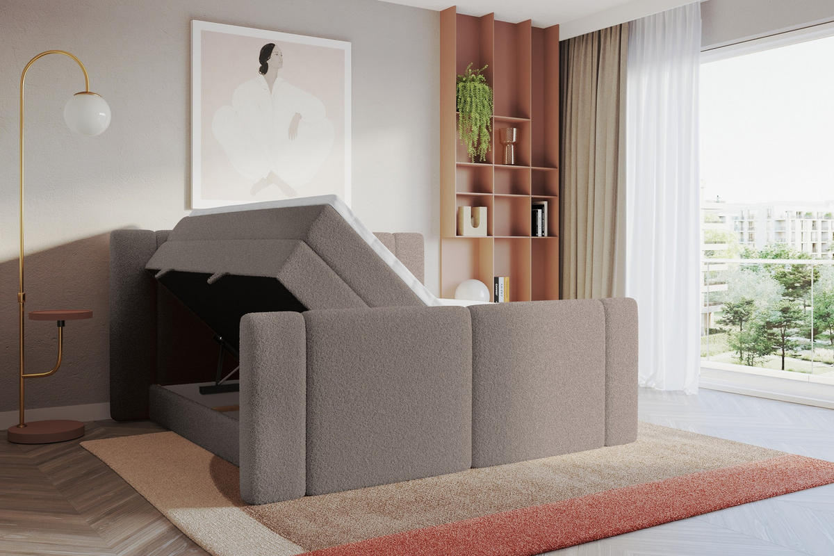BOXSPRINGBETT mit Matratze H3/H4 - EVON KING Zanozek - 140x200 cm Braun - Braun, Holzwerkstoff (140/200cm) - ALTDECOR