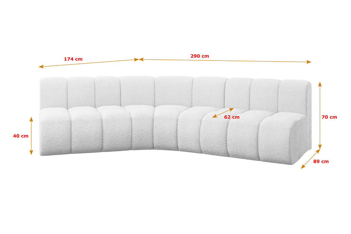 ECKSOFA modulares Sofa Montra-L1 - 290x174x70 cm Weiß - Weiß, Holzwerkstoff/Textil (290/174cm) - ALTDECOR