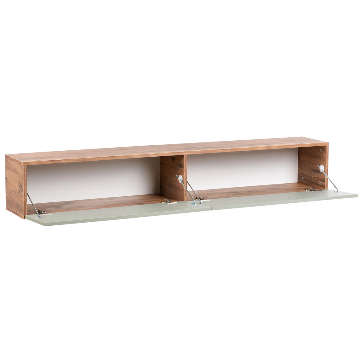 WANDMONTIERTER-TV-SCHRANK Grün/Braun Gladstone - Braun/Grün, Holzwerkstoff (180/30/32cm) - Beliani